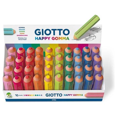 Giotto Happy Gomma Gomma per Cancellare Colori Assortiti 40 Pezzi