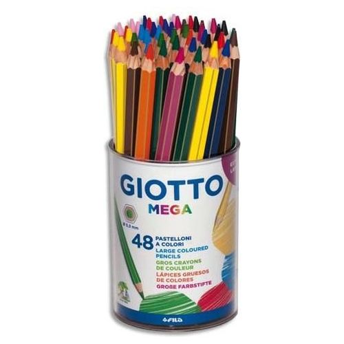 Giotto Mega Maxi Pastelloni Colorati Barattolo 48 Pezzi 5mm Colori Assortiti