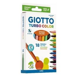 Turbo Color 18 Pennarelli Punta Fine Colori Assortiti Ricambio Astuccio