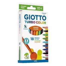 Giotto Turbo Color 18 Pennarelli Punta Fine Colori Assortiti Ricambio Astuccio