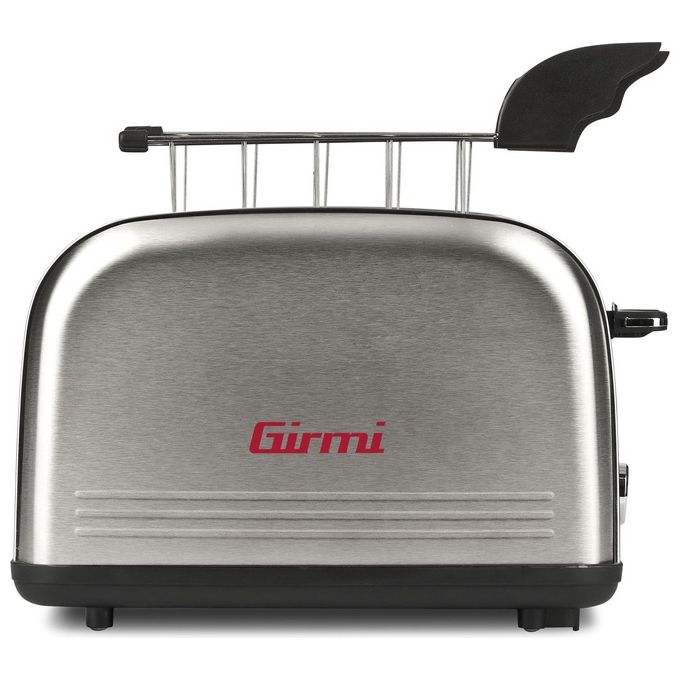 Girmi TP57 Tostapane 800 W Corpo e pinze INOX Ampie fessure Timer 8 Livelli di cottura Spegnimento automatico Raccogli briciole