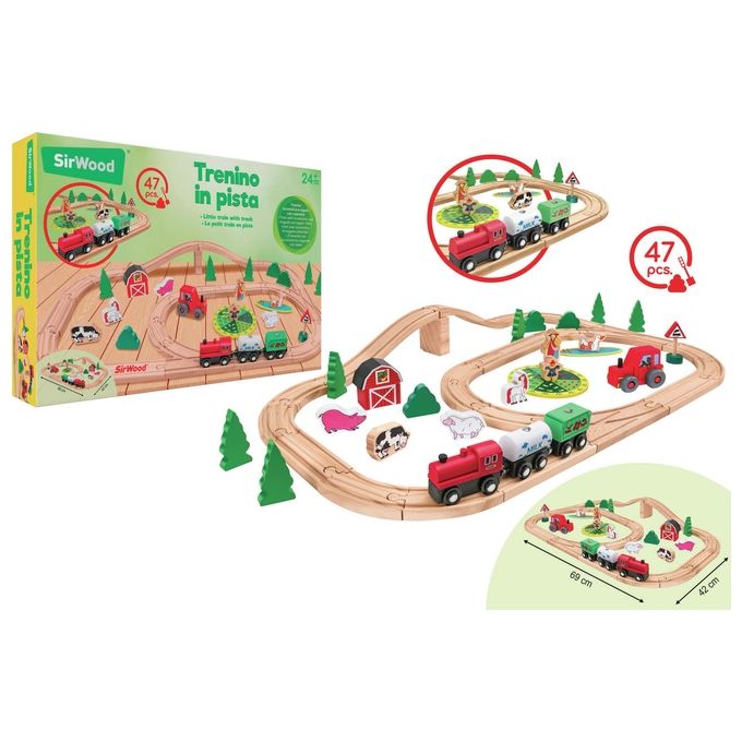 Globo Pista Treno Sir Wood  Multicolor Legno 47 Pezzi