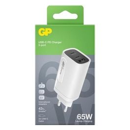 GP Batteries GaN USB QuickChargeAdapter PD 2xUSB-C e 1xUSB-A 65W