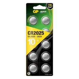 GP CR 2025 Lithium 3V 10 Pezzi Batterie a Bottone
