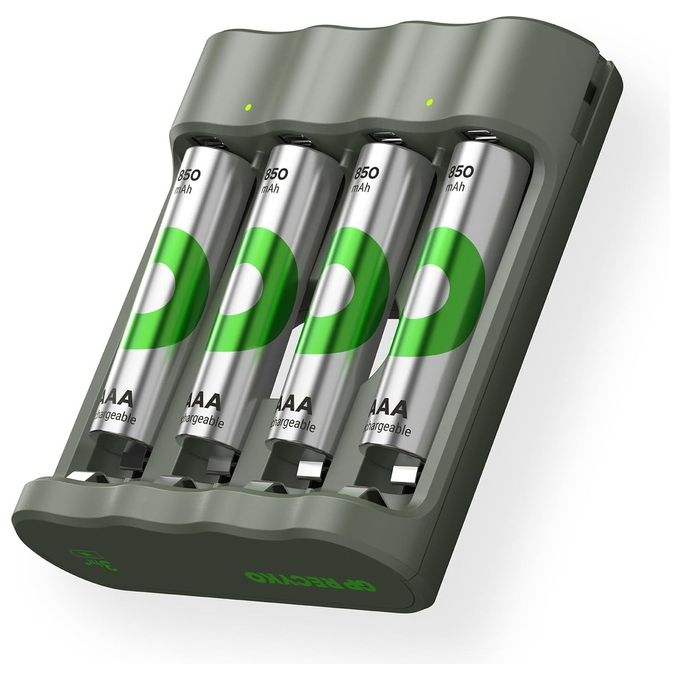 GP Batteries ReCyko B441 4-Port Modello USB Caricabatterie con 4xAAA NiMh 850mAh