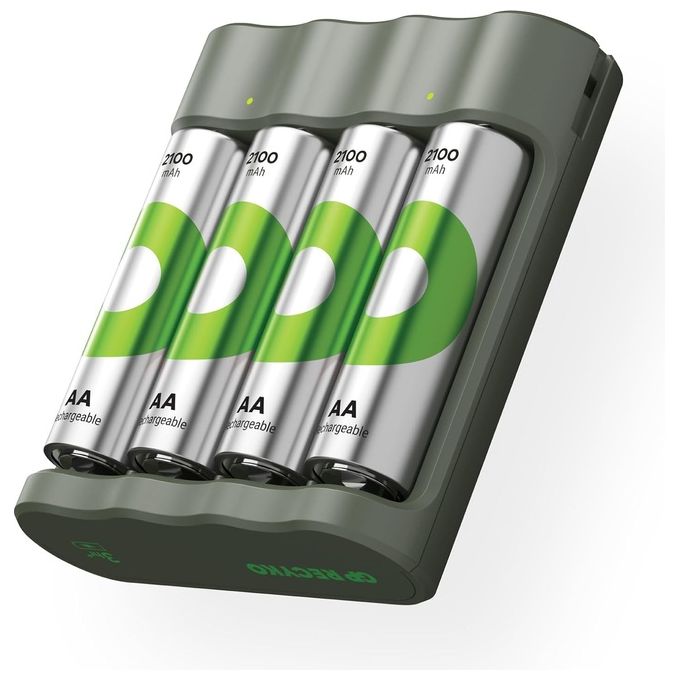 GP Batteries ReCyko B441 4-Port Modello USB Caricabatterie con 4xAA NiMh 2100mAh