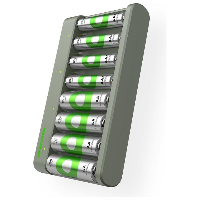 GP Batteries ReCyko E821 8-Fold Round Batterie Charger4xAA 2100mAh/4xAA 850mAh