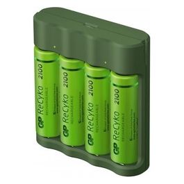 GP Battery ReCyko B421/210 4-Porte Usb Caricabatterie con 4xAA NiMh 2100mAh