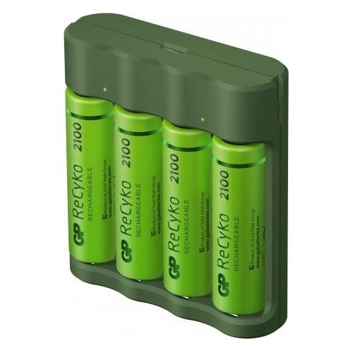 GP Battery ReCyko B421/210 4-Porte Usb Caricabatterie con 4xAA NiMh 2100mAh