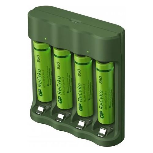 GP Battery ReCyko B421/85 4-Porte Usb Caricabatterie con 4xAAA NiMh 850mAh