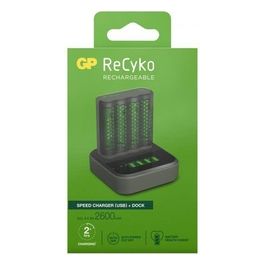 GP Battery ReCyko M4D45 4-Fold LCD 4 Porte Docking + 4x AA NiMh 2600mAh