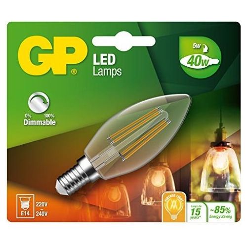 GP Lighting Lampadina Led Filamento Candela E14 D 5W 40W Dimmerabile 470lm