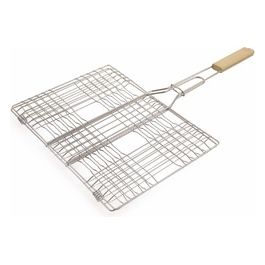 Graticola 25x35 cm in acciaio, impugnatura inlegno, anello di blocco, BestBQ