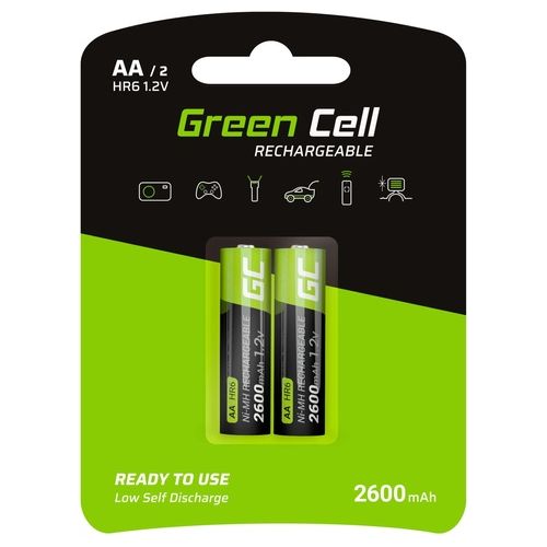 Green Cell Batterie Ricaricabile 2xAA HR6 2600mah