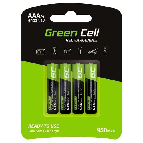 Green Cell Pile Ricaricabili 4xAAA HR03 950mah