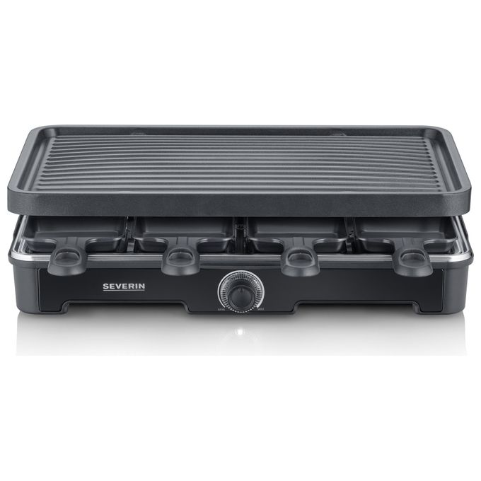 Severin RG9670 Griglia per Raclette 8 persone 1400 W con Piastre Rimovibili e Rivestimento Antiaderente colore Nero