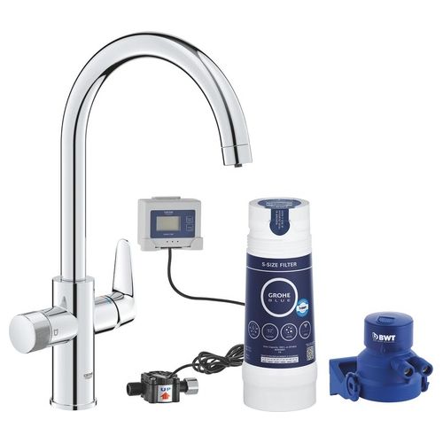 Blue Pure BauCurve rubinetto per lavello cucina con filtro 5 fasi taglia S e contalitri cromo