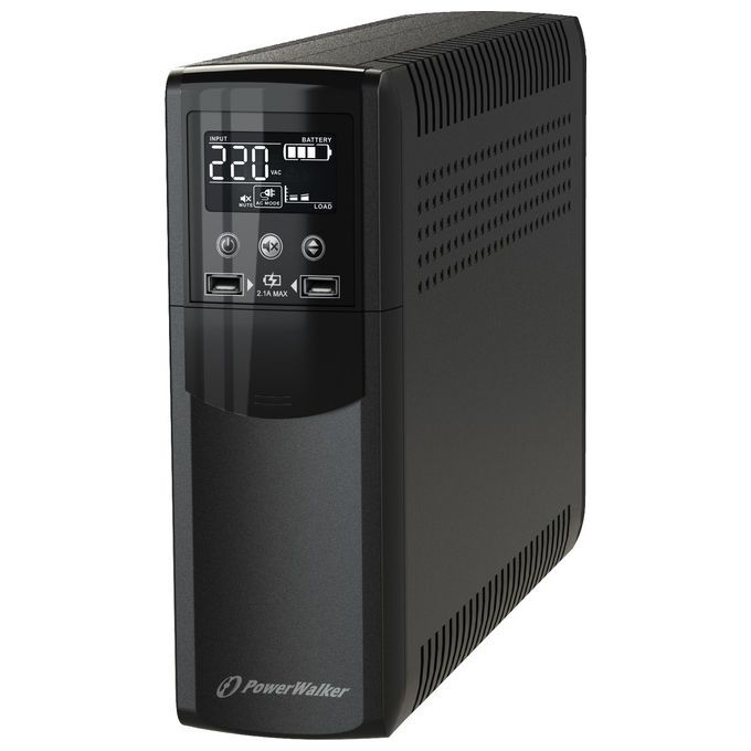 PowerWalker 10121111 VI 800 CSW Gruppo di Continuita' Line-Interactive 800VA 480W 4 Prese Schuko Tipo F LCD USB Nero