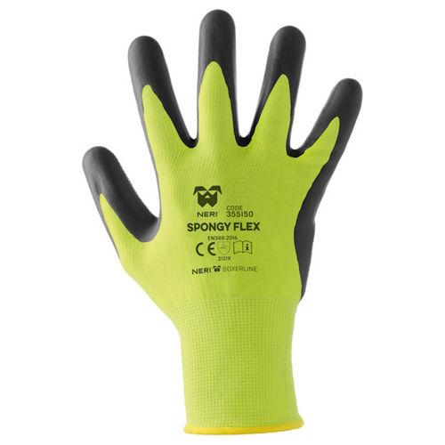 CF12PA SPONGY FLEX Guanti da Lavoro Poliestere calibro 13 Lattice antiscivolo Taglia 9 12 pz colore Giallo Nero