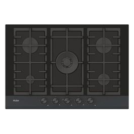 Haier HAVG75HBPB Series 4 Piano Cottura da Incasso 5 Fuochi a Gas Larghezza 75 cm in Vetro Temperato colore Nero