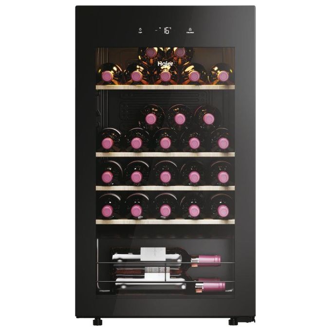 Haier Wine Bank 50 Serie 3 HWS34GGH1 Cantinetta Vino con Compressore Libera Installazione Nero 34 Bottiglie