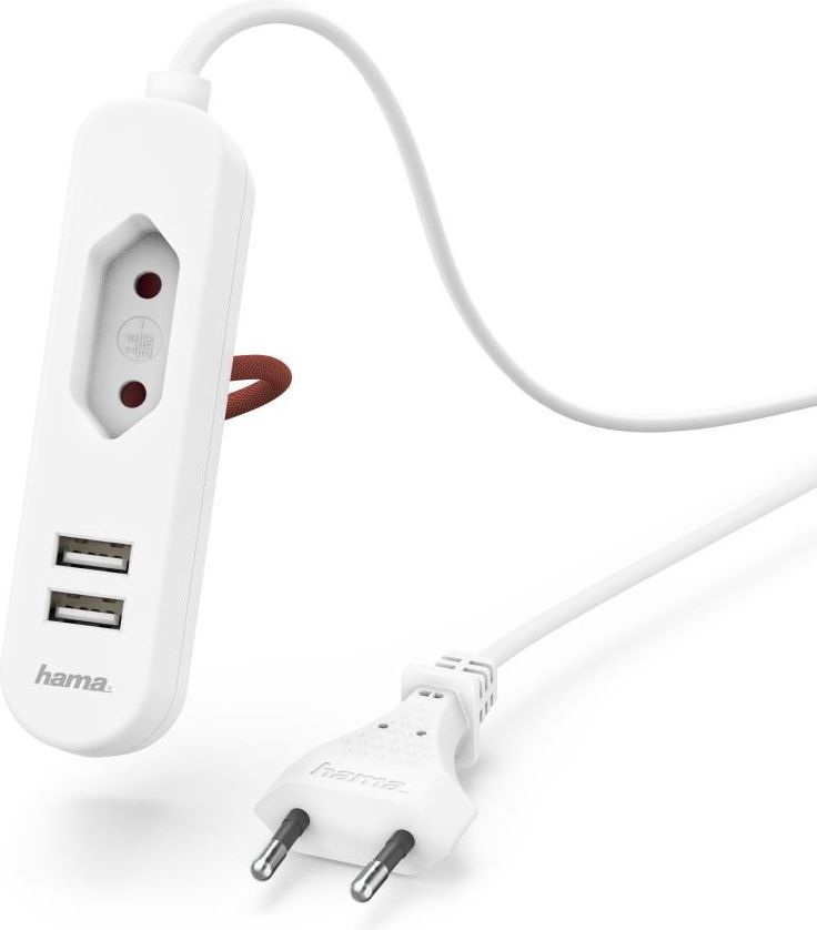 Hama Alimentatore USB con Presa Europea e Cavo 2.4 A 2 Uscite 1.9mt Bianco