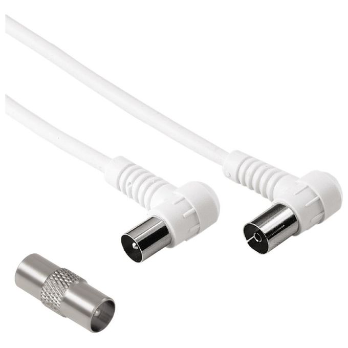 Hama Cavo Antenna 90 M F con Adattatore M M 75dB 1.5mt Bianco