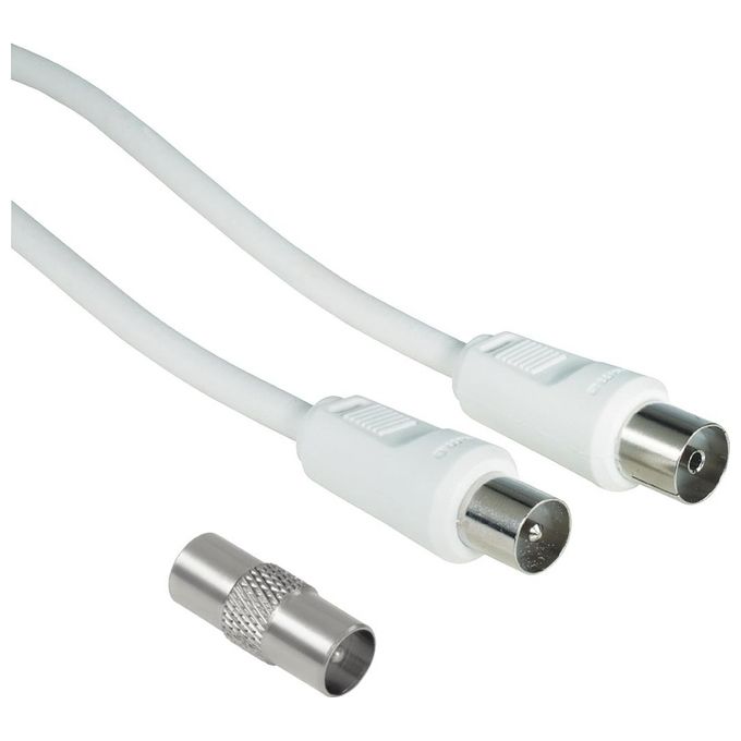 Hama Cavo Antenna M-F con Sdattatore M-M 75dB 3mt Bianco
