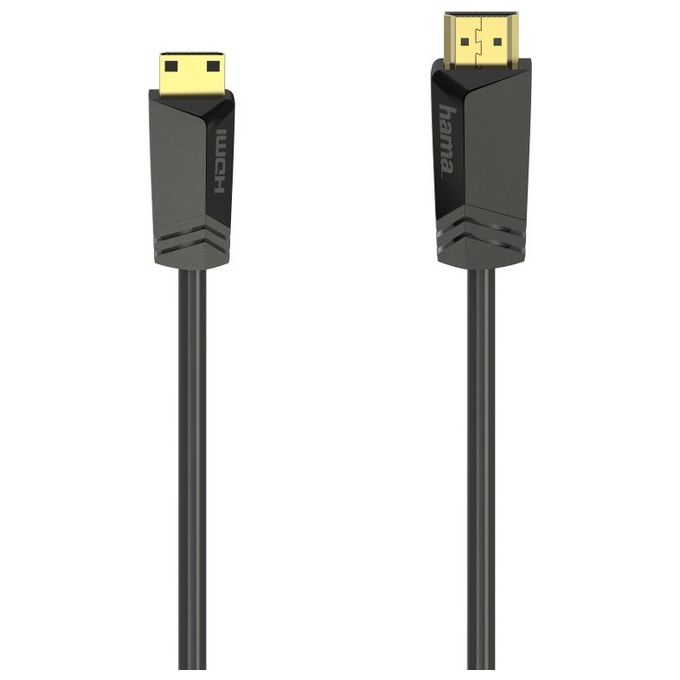 Hama Cavo Hdmi-A M-Hdmi-C Mini M Hdmi High Speed con Ethernet Connettori Dorati 15mt