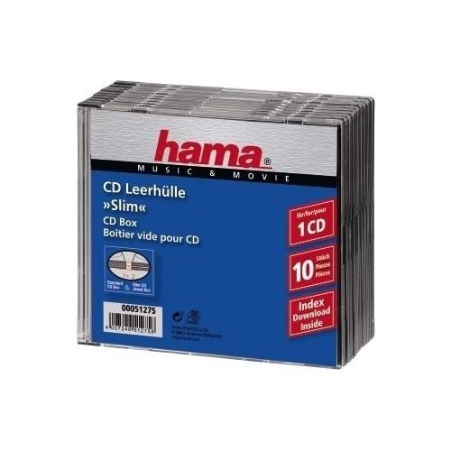Hama CD-Custodia Vuota Slim-Line Trasparente/Nero 10 Pezzi
