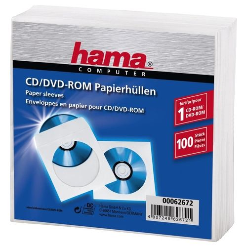 Hama CD-ROM-Bustine di Carta Bianche 100 Pezzi