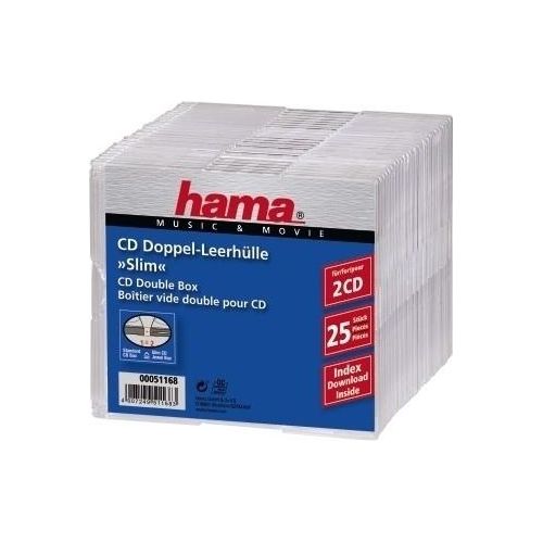 Hama Custodia CD/DVD Slimline 2 Dischi Trasparente