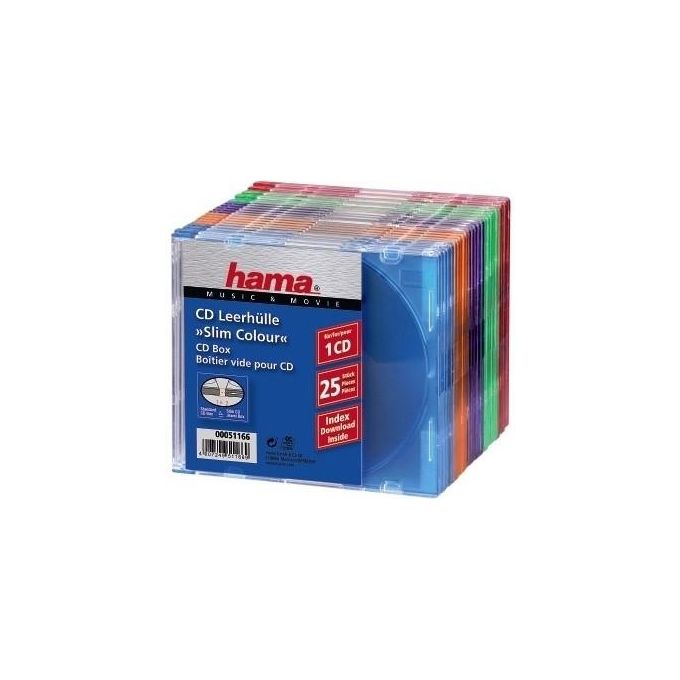 Hama Custodie CD Slim Box Colorato 25 Pezzi