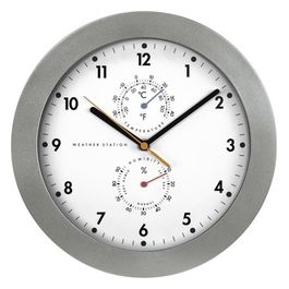 DCF-Rad Wallclock PG-300 30cm Thermo/Hygrom. Silver