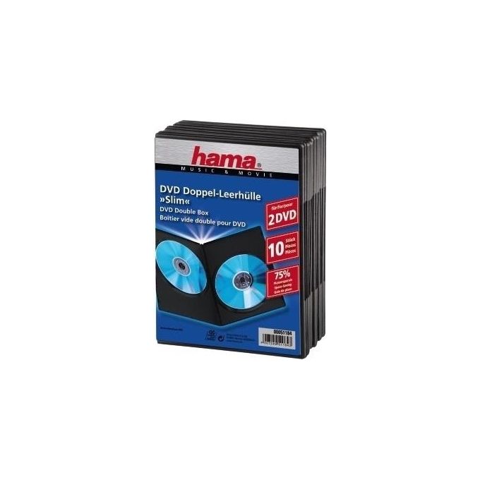 Hama DVD Slim Double-Box 10 Pezzi 2 Dischi Nero