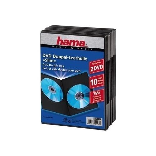 Hama DVD Slim Double-Box 10 Pezzi 2 Dischi Nero