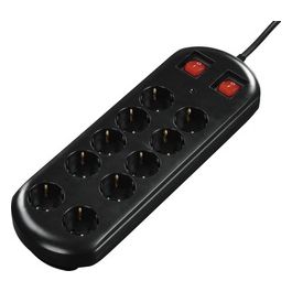 Presa Multipla 10-Fach con 2 Interruttori Nero 2mt