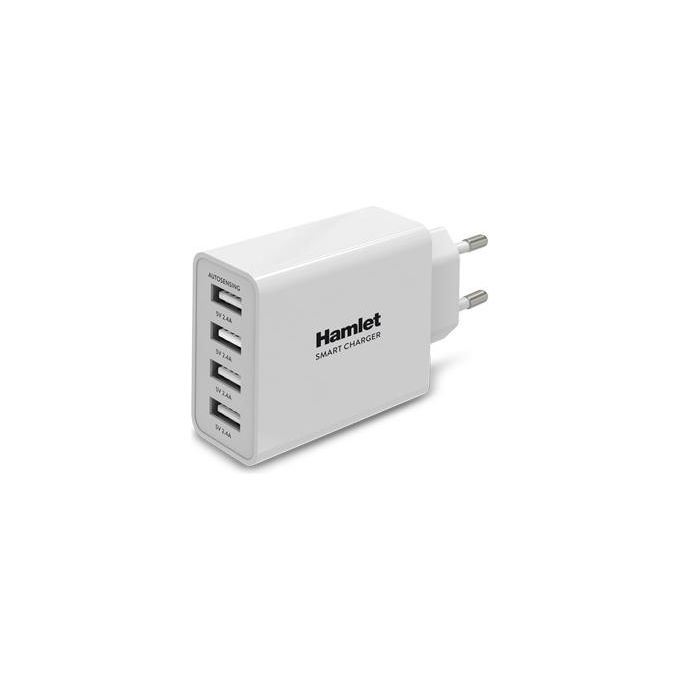 Hamlet Alimentatore da Parete 4 Usb 5V 25W