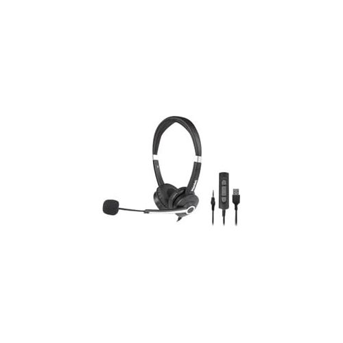 HHEADM-UJS Cuffia Auricolare A Padiglione con Microfono Cablato USB Tipo A e Jack 3.5 mm Nero