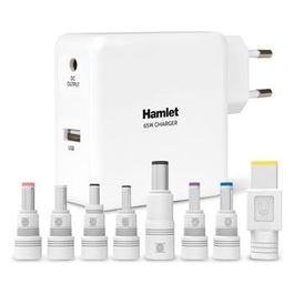 Hamlet XPWNB65U - Alimentatore universale per Notebook 65 Watts + 8 connettori e porta USB. Compatibile ACER - SAMSUNG - ASUS - HP - DELL - LENOVO