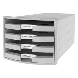 Cassettiera IMPULS con 4 Cassetti Aperti e con Etichette Grigio Chiaro