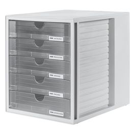 Cassettiera SYSTEM-BOX con 5 Cassetti Chiusi Grigio Chiaro/Traslucente