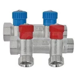 Collettore Diam.3/4"x2" EK con Rubinetti Rossi