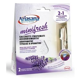 Henkel 2091955 Confezione 2 Buste Appendibili Assorbiumidita' Ariasana Minifresh per Armadi e Cassetti Profumazione Lavanda