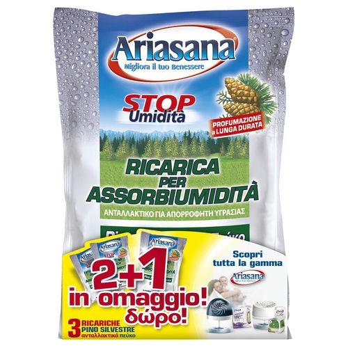 Henkel Ricarica Sale Assorbiumidita' Confezione 3 Buste da 450gr Profumazione Pino Ariasana
