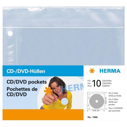 Herma 5 Custodie Trasparenti per 2 Cd/Dvd a Tasca