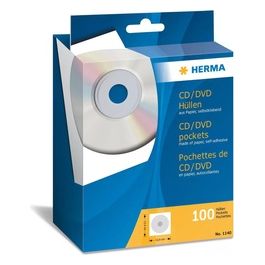 Herma CD/DVD Custodia 124x124mm Bianca 100 Pezzi Autoadesivo