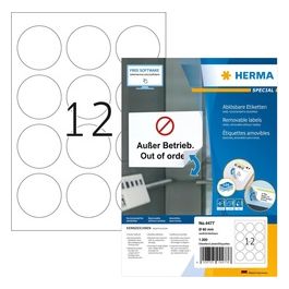 Etichette Autoadesiva Rotonda 60mm 100 Fogli DIN A4 1200 Pezzi