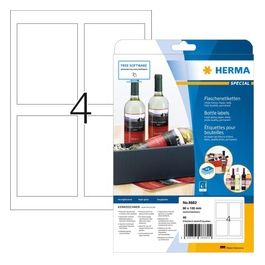 Herma Etichette per Bottiglie INK 90x120mm Bianco 10 Fogli A4 40 Pezzi