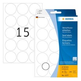 Herma Etichette da Chiusura Rotonde 32mm 16 Fogli 240 Pezzi